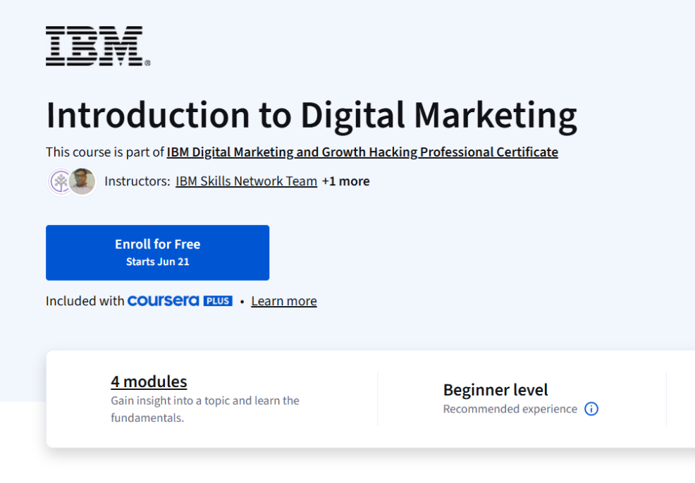 IBM Launch Digital Marketing and Growth Hacking Course 2025