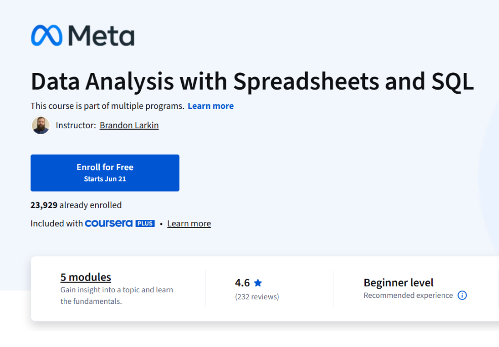 Meta Launches Data Analyst Course 2025