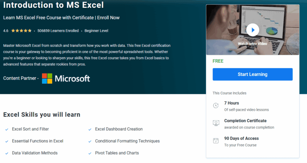 Best Free Excel Courses 2025