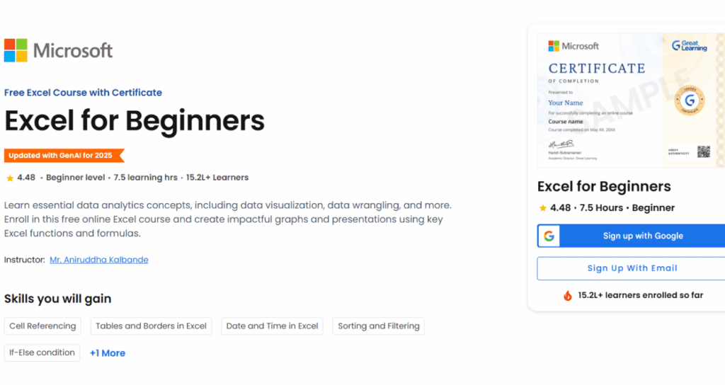 Best Free Excel Courses 2025