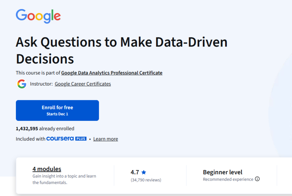 Google Launches Data Analytics Course 2025